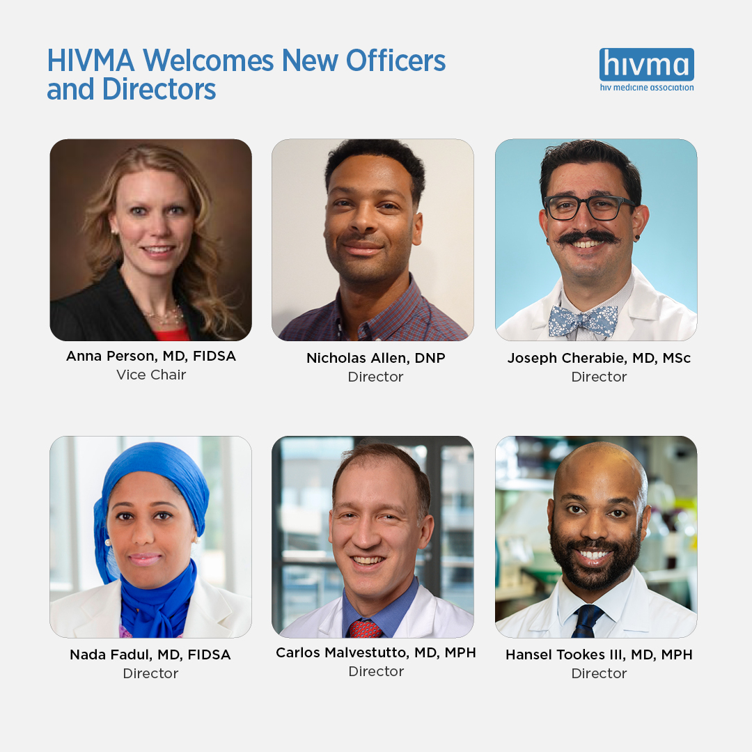 HIVMA is excited to announce our newly elected board members whose terms begin Oct. 16. Learn more: bit.ly/463on5y @IDSAInfo @fadul_nada @JncherabieMD @Dieguito99