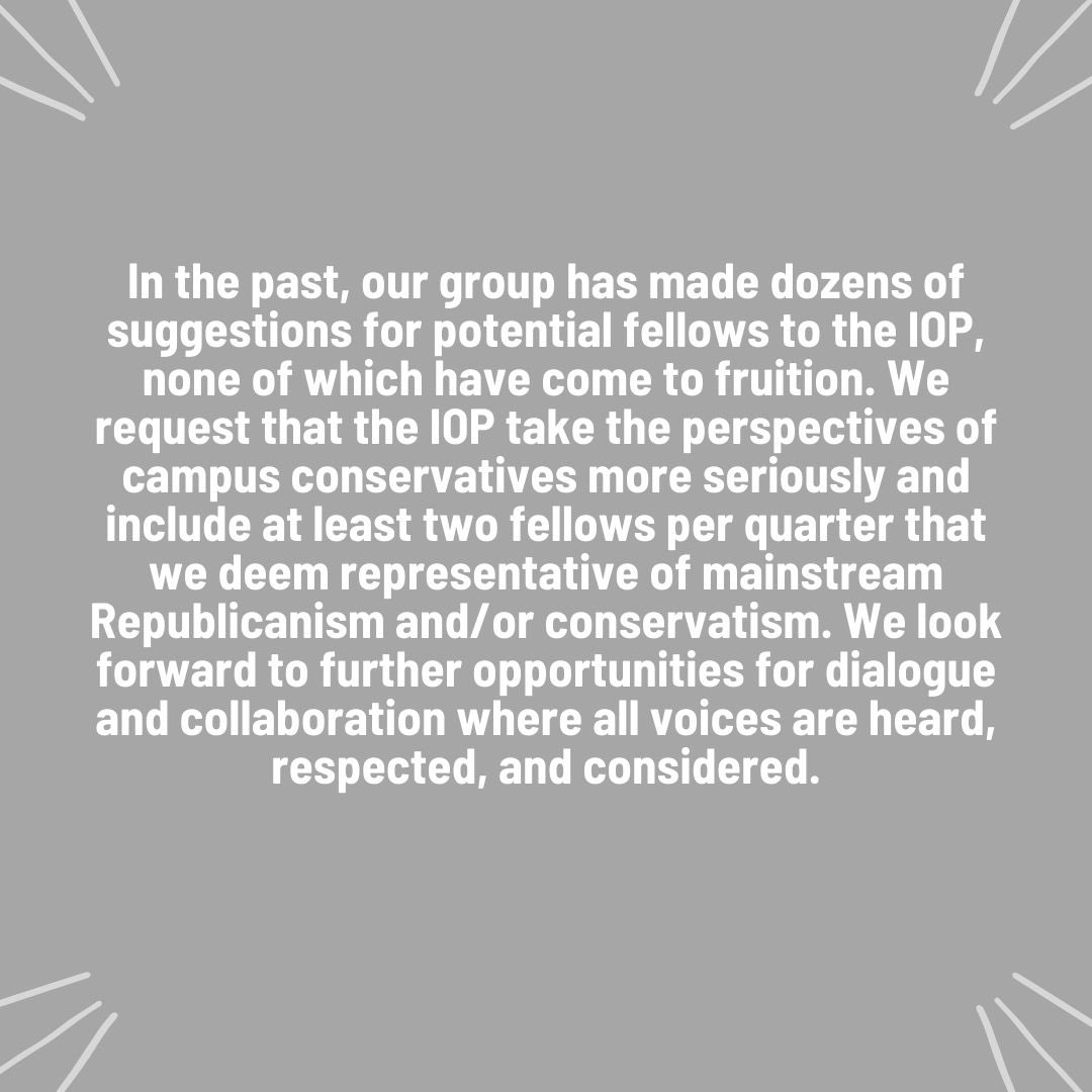 uchicagogop's tweet photo. We denounce @UChiPolitics far-left fellows lineup and urge balance and nonpartisanship!

The lineup includes a rapping social justice activist, a transgender lawyer, and multiple Democratic elected officials. Notably, mainstream Republicans/conservatives are absent from the mix. https://t.co/OLbaxpJA2O