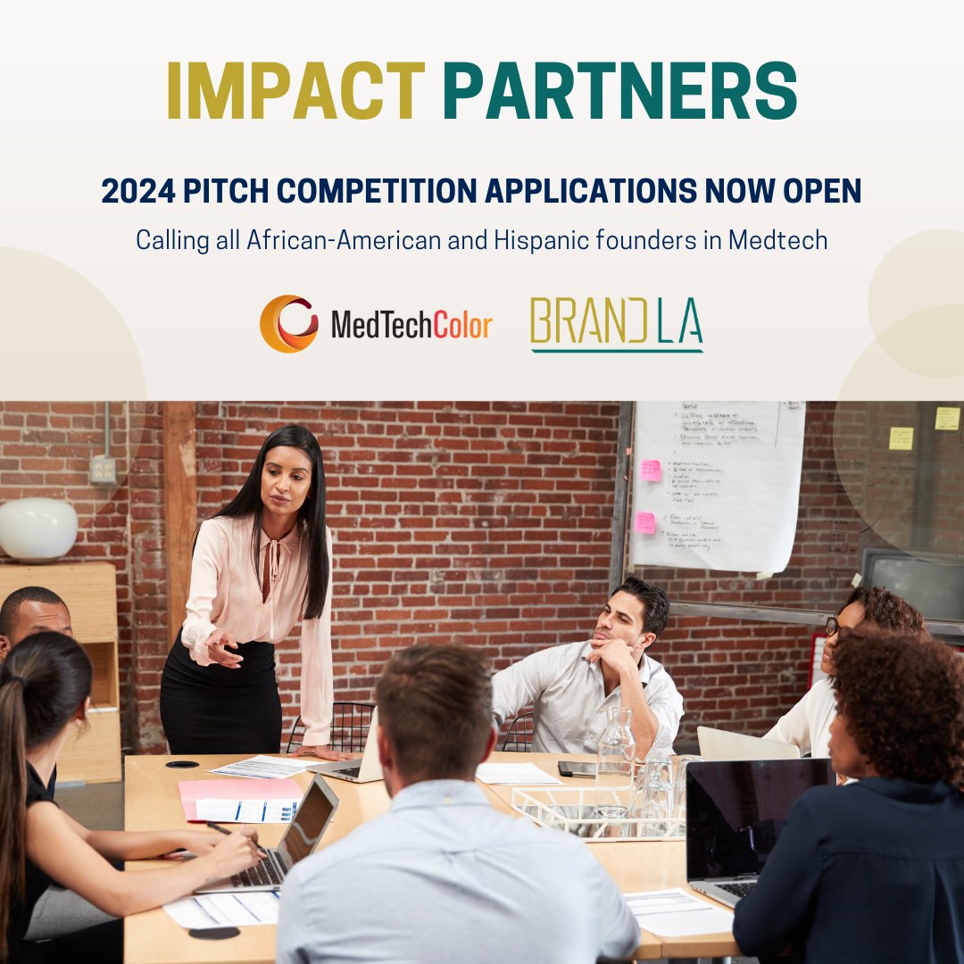 BrandLAorg's tweet photo. MedTech Color @medtechcolor one of Brand LA's most active #ImpactPartners, opened applications to its 4th Annual Pitch Competition, as part of the nonprofit's #Pitch365 program, which is further developing to support more founders in #Medtech. Learn more: https://t.co/r7TbQFfWhP https://t.co/4CqJg3NVKf