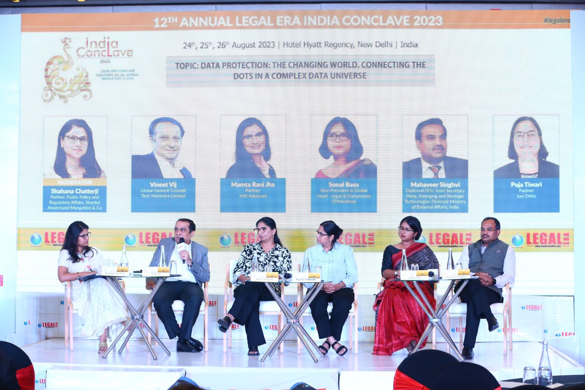 LexOrbisIP's tweet photo. India's Digital Personal Data Protection Act, 2023, emphasizes data privacy online and offline. At the 12th Legal Era India Conclave 2023, partner Puja Tiwari discussed data protection, policy, and compliance. #DataProtection #LegalEra #IndiaConclave2023 #Privacy #LexOrbis https://t.co/mJUij2WC7p