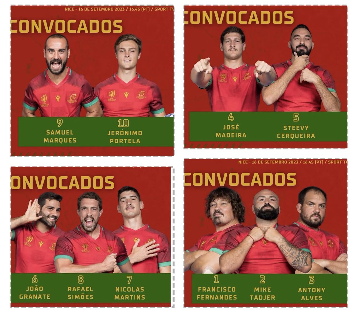 LesCompos's tweet photo. Les compos pour @WelshRugbyUnion - @PortugalRugby !
β±οΈ Samedi, 17h45
ποΈ Allianz Riviera, Nice
πΊ M6
π€ Karl Dickson
#WALvPOR #PDGPOR #RWC2023 https://t.co/vDQc2VnXxI
