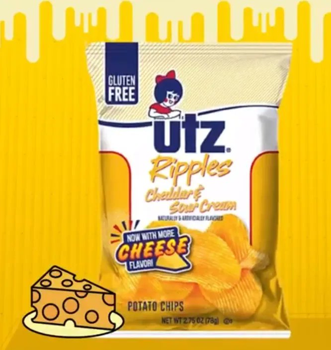 Dive into a cheesy dream with UTZ Ripples Cheddar & Sour Cream. More cheese flavor, more satisfaction. Get ready for a flavor-packed snacking experience! 🧀😋
DM for inquiries,😮🥰

#utzsnacks #utz #sgbrandsllc #sgbllc #cheddar #cheesy #morecheeseplease  #chessyfood #snacktime