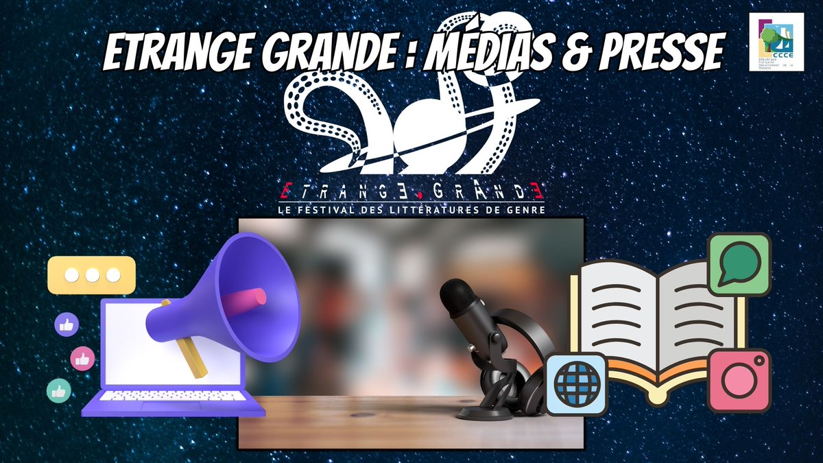 EtrangeGrande's tweet photo. Vous êtes blogueuse/blogueur, journaliste, podcaster, youtubeuse/youtubeur, signalez vous 🎙

Dès votre enregistrement via le mail contact@etrange-grande.fr, un badge vous sera remis à l'accueil.

#CCCE #médias #blogueuse #imaginaire #presse https://t.co/194ZYnlU3Q