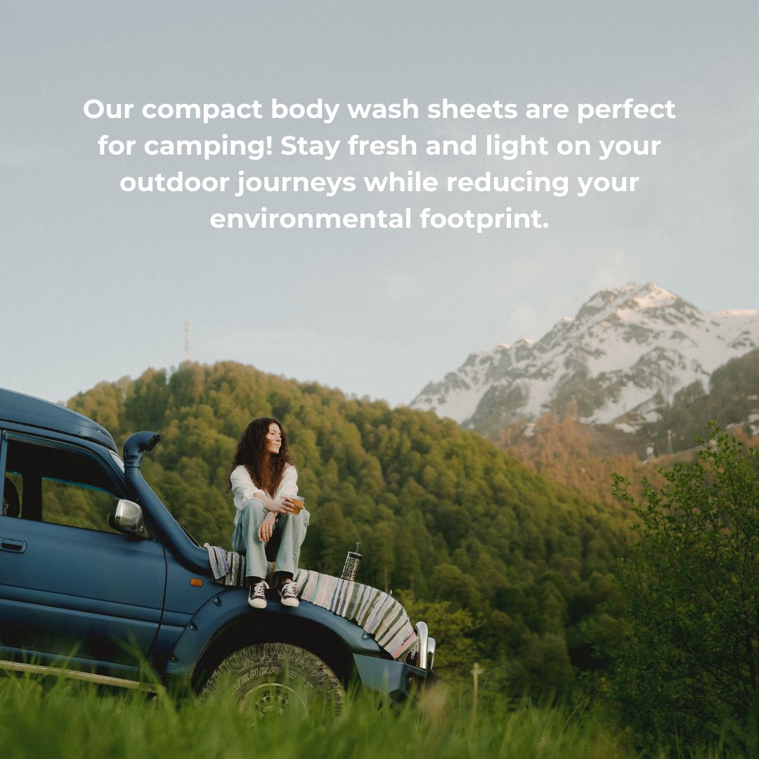 Do you have sensitive skin but still want to enjoy soft skin while camping? Try Tidalove Body Wash Sheets! They're your eco-friendly solution to great skin without leaving a plastic footprint in the wilderness. #Camping #SkinCare #EcoFriendlyBeauty #Tidalove #BodyWashSheets