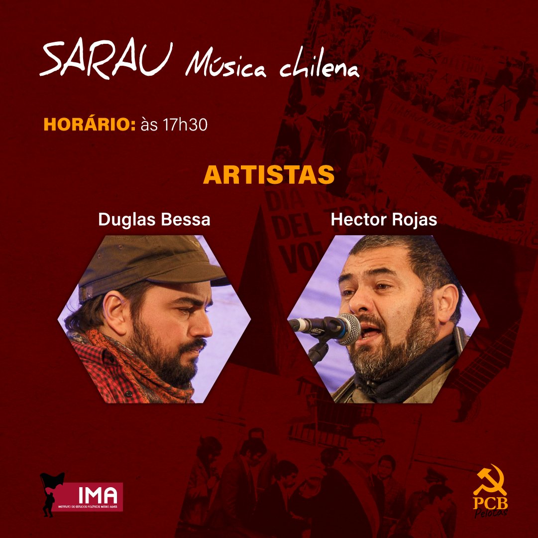 PCBPelotas's tweet photo. 50 anos do golpe que derrubou o governo de Salvador Allende no Chile.

No próximo sábado (16/09), o PCB juntamente com o IMA (Instituto Mário Alves), estarão realizando um cine-debate e sarau em alusão a este acontecimento histórico que marcou a América Latina. 👇🏽 https://t.co/pgx10gmlGS