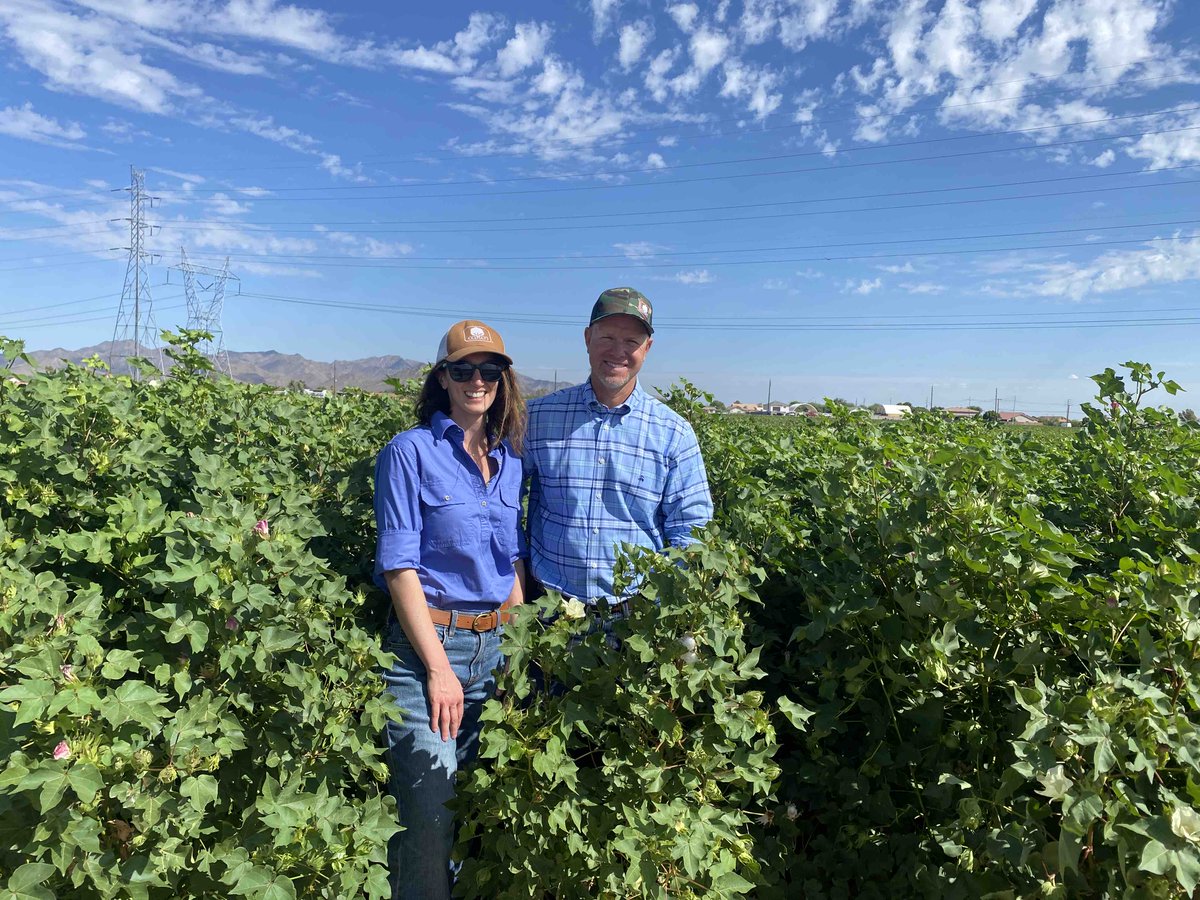Beautiful cotton and a wonderful farm tour in Buckeye, AZ, with grower Dean Rovey! Cotton Incorporated’s Dr. Evy Jaconis and SW RCM, Christi Short, have had a great week in the West visiting growers and attending State Support Research Meetings in California and Arizona.