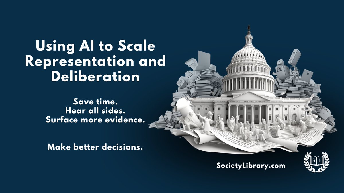 The Society Library was invited to participate in the Congressional Hackathon. Our work will be presented onstage at the U.S. capital today. We couldn't be there in person, but thankfully @thorningmichael from <a href="/BPC_Bipartisan/">Bipartisan Policy Center</a> is stepping up to present on our behalf. Thank you so,