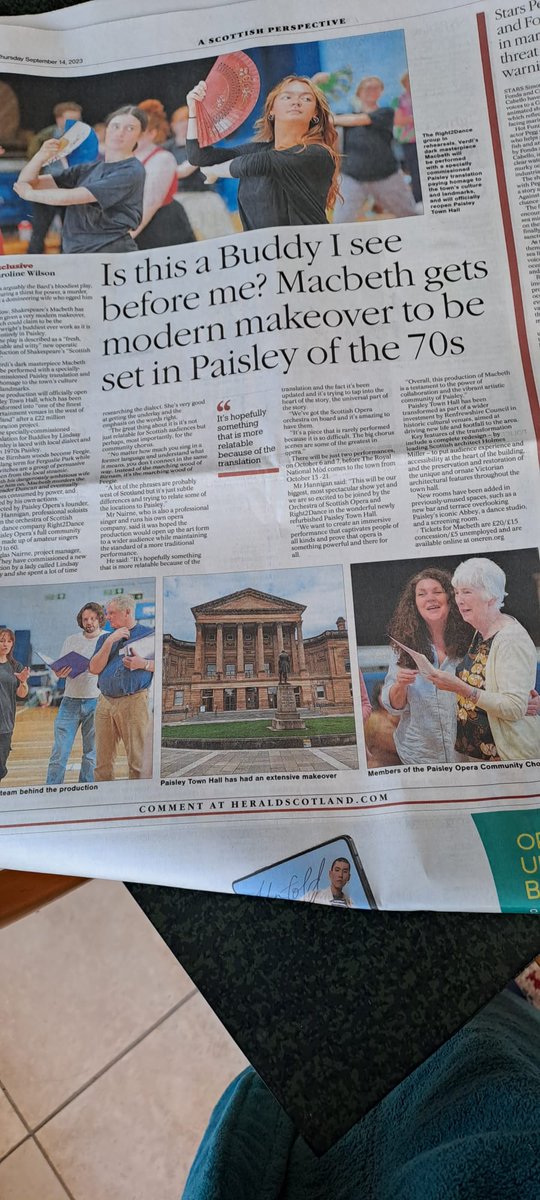 Catch us today in <a href="/heraldscotland/">The Herald</a> talking all things Macbeth for #POMacbeth ! Get your ticket here: renfrewshireboxoffice.ticketsolve.com/ticketbooth/sh…