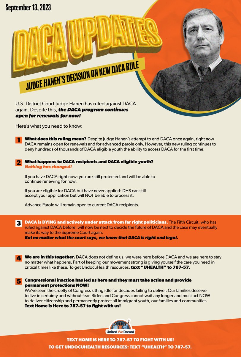 PoderofID's tweet image. U.S. District Court Judge Hanen has ruled against DACA AGAIN. The DACA Program still remains open for renewals... For now. Here's what you need to know!

Here are the top 5 things you need to know:

@UNITEDWEDREAM