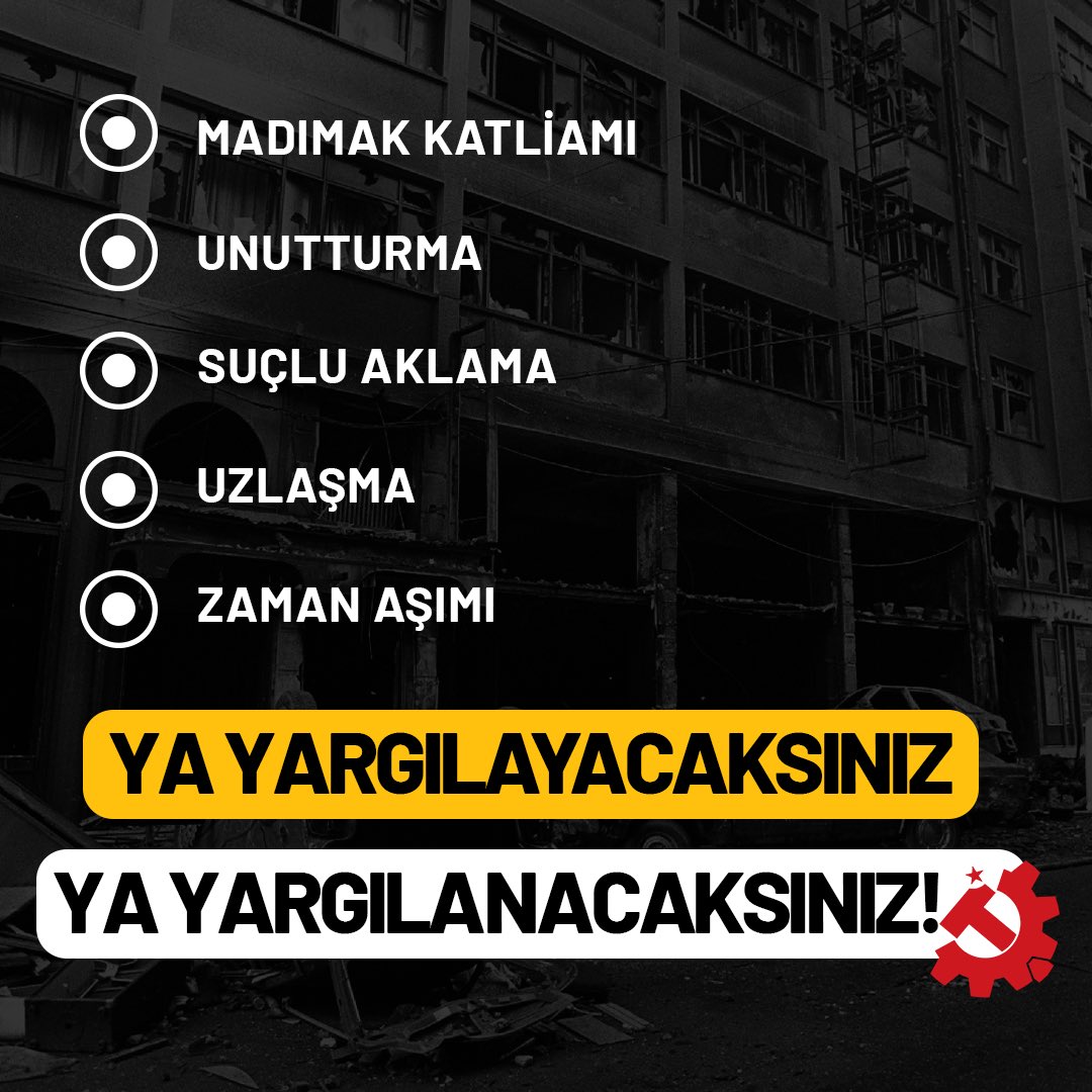 🔴 Hükümsüzdür!

Ülkenin aydınlık yüzünü hedef alan bu katliamı, tüm halka karşı işlenmiş bu suçu ülkenin hafızasında zaman aşımına uğratmaya sizin gücünüz yetmez.

Ya yargılayacaksınız ya yargılanacaksınız❗️

#Madımak #Sivas