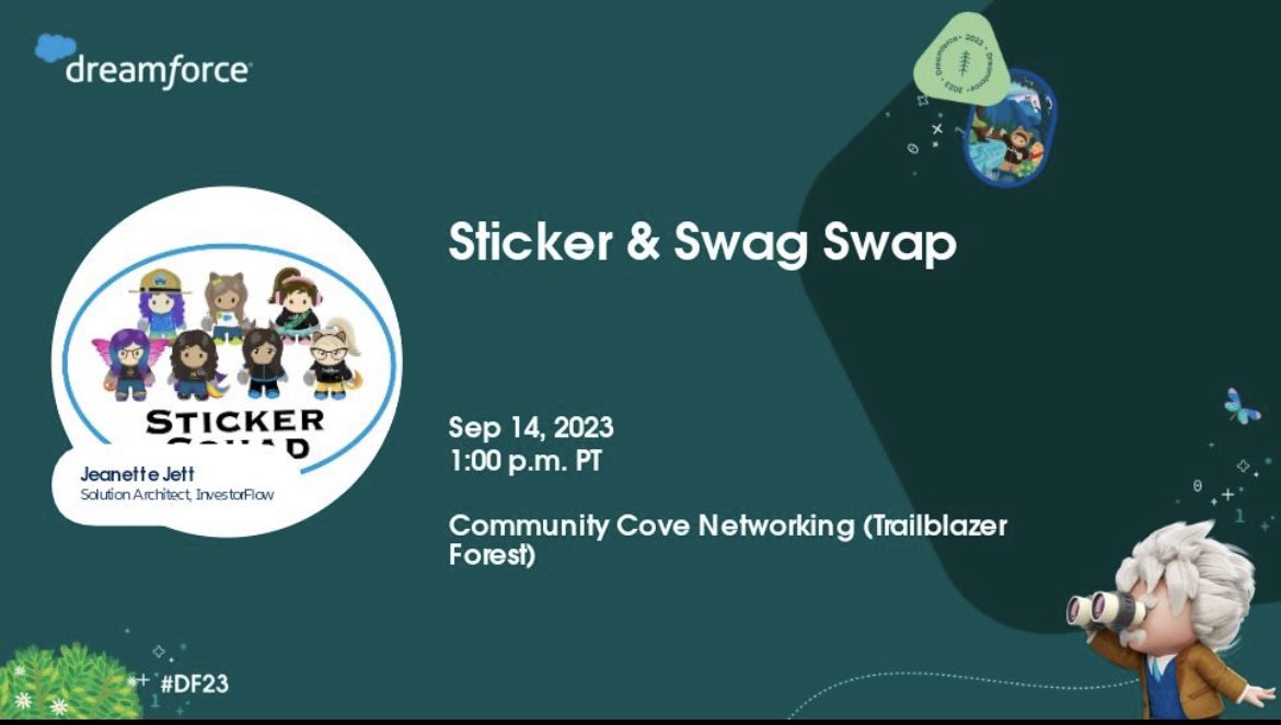 SFStickerSwap's tweet image. Hey #TrAIlblazers! At the #DF23 Sticker Swap today, come prepared to find @allawler and show your @trailhead Ranger status (Ranger through all-star) to receive a sticker for your current ranger rank!

We also recommend making sure you scan those QR codes on the tables for… 👀