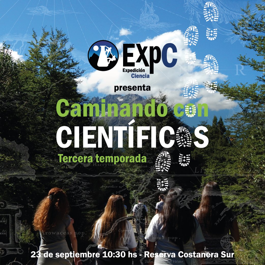¡Vení a caminar y a compartir una charla científica con ExpC! 
Nos encontramos el sábado 23/09 en la Reserva Costanera Sur (Av. Dr. Tristán Achával Rodríguez 1550, CABA) a las 10:30 hs. 
Actividad libre y gratuita, para toda la familia. Anotate en bit.ly/Caminando2023