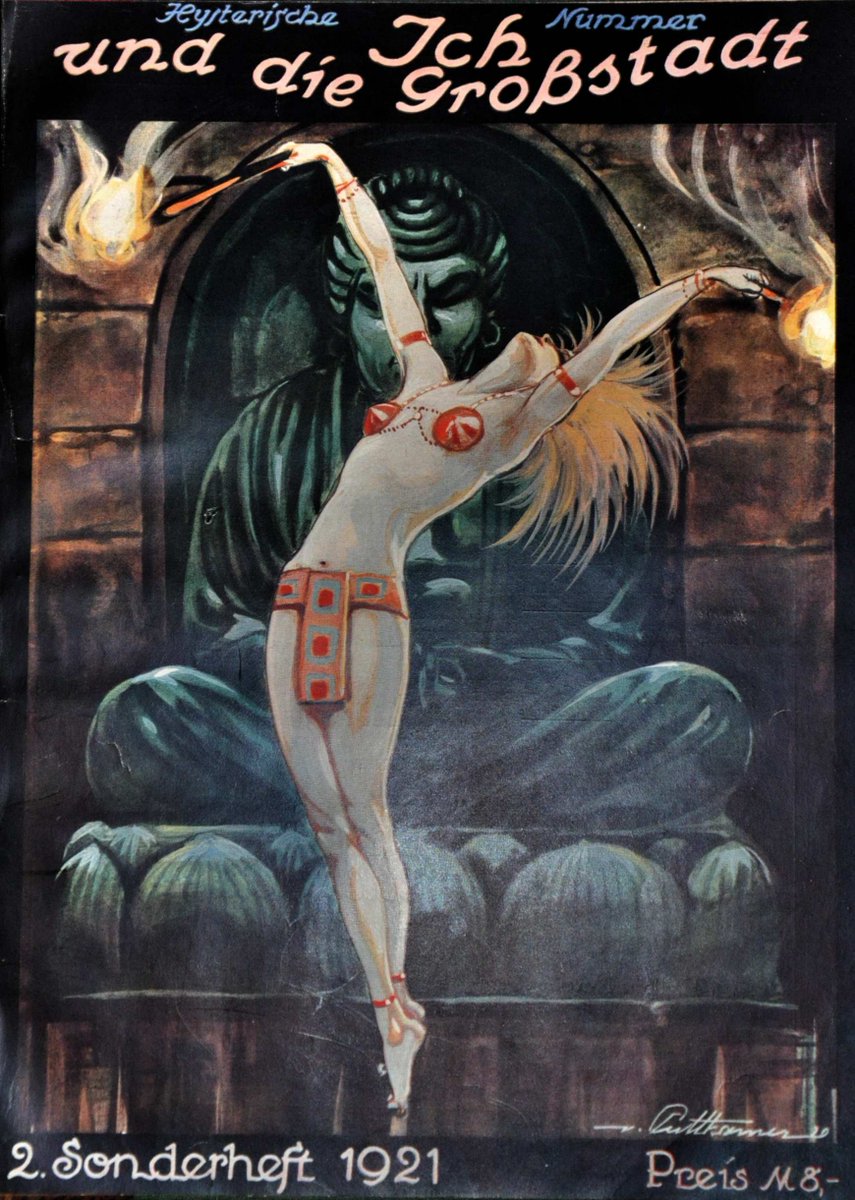 I like to read in old #Magazines and #newspapers, you learn a lot about the time they come from.
I'm reading - I and the big city (meaning #Berlin) from the #1920s - the #ArtDeco time.
The covers are great - show you the cover 2nd special issue 1921 #hysterical number today 📷📷