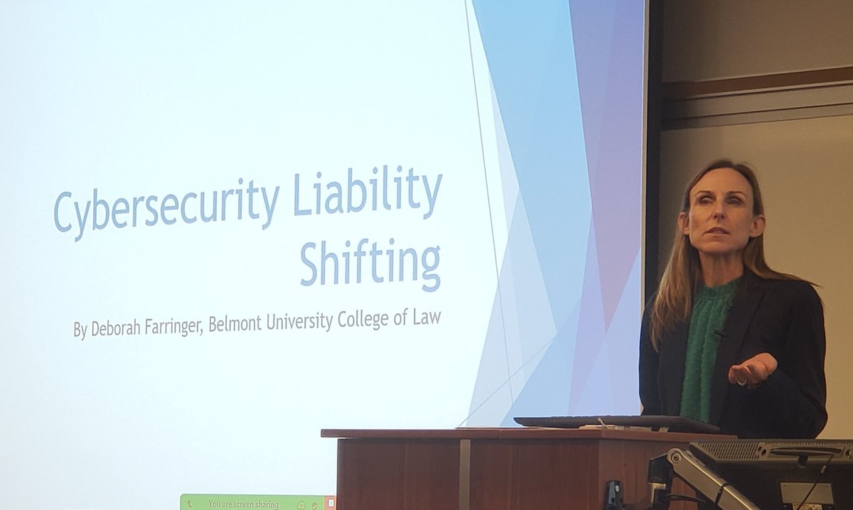 At the first @SLULAW @SLU_HealthLaw Distinguished Speaker Series event of the year, @DebbieFarringer @BelmontLaw discusses 'Cybersecurity Liability Shifting'