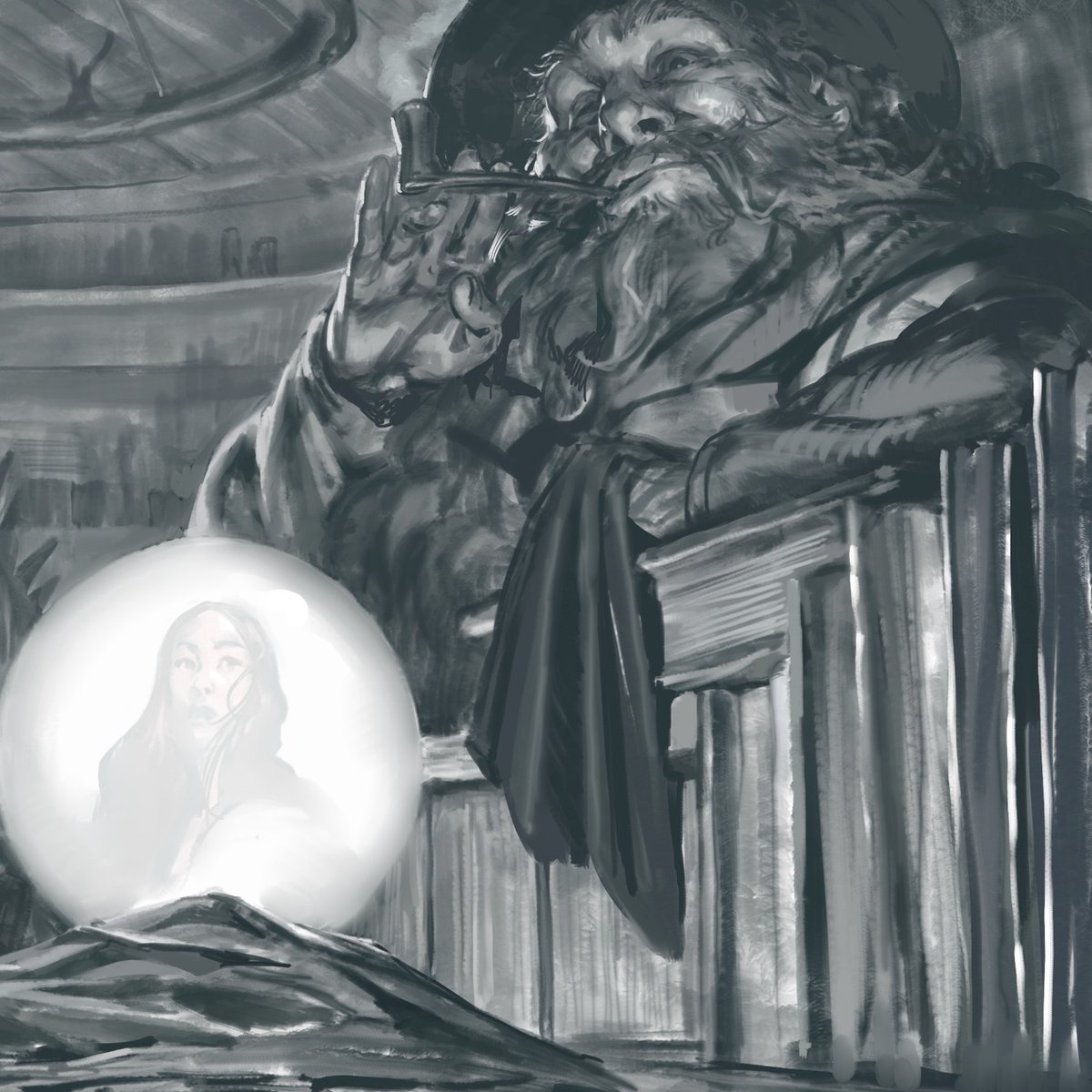 Here is a piece called Pug's Vision. I hope you like it :)
⁠
These are pieces worked up for a pre production of the Rift War Cycle by Raymond E Feist.
⁠
#vision #riftwar #fantasyart