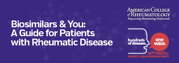 NEW biosimilar patient education campaign, Biosimilars &amp; You: A Guide for Patients with Rheumatic Disease, which launched this month in honor of Rheumatic Disease Awareness Month (RDAM). rheumatology.org/rheumatic-dise…