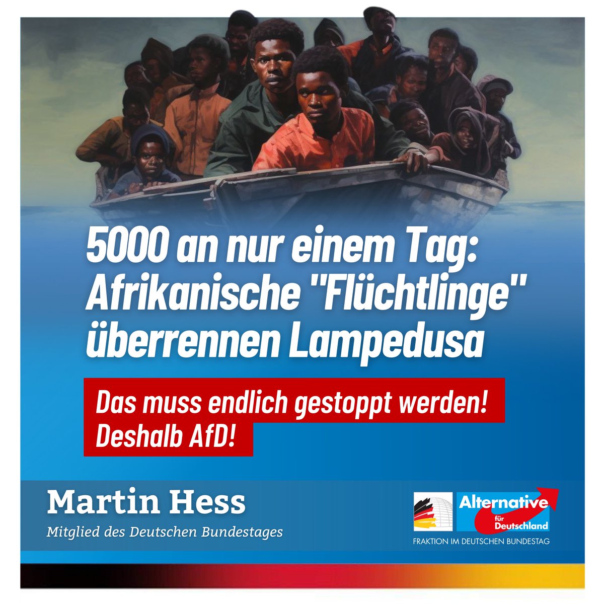 Martin_Hess_MdB's tweet photo. Schuld an diesen unhaltbaren Zuständen ist eine Regierung, die keinerlei Willen zeigt, die illegale Masseneinwanderung zu unterbinden. Nur die AfD wird diesen Wahnsinn stoppen!

#Lampedusa #Invasion #AfD #Faeser #Ampel #Migration #Italien https://t.co/llbHedrBba