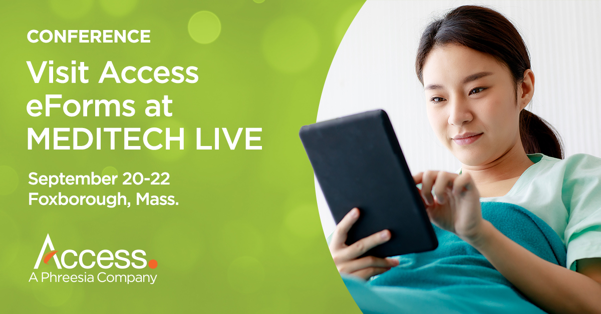 AccessEFM's tweet photo. @MEDITECH LIVE is coming up quick! If you’re attending, we’d love to see you there. We’ll share how Access eForms’ digital tools help healthcare organizations drive success and increase efficiency.

Stop by our table to meet our team and enter a drawing for a $100 VISA gift card. https://t.co/GPoZqNbR1E