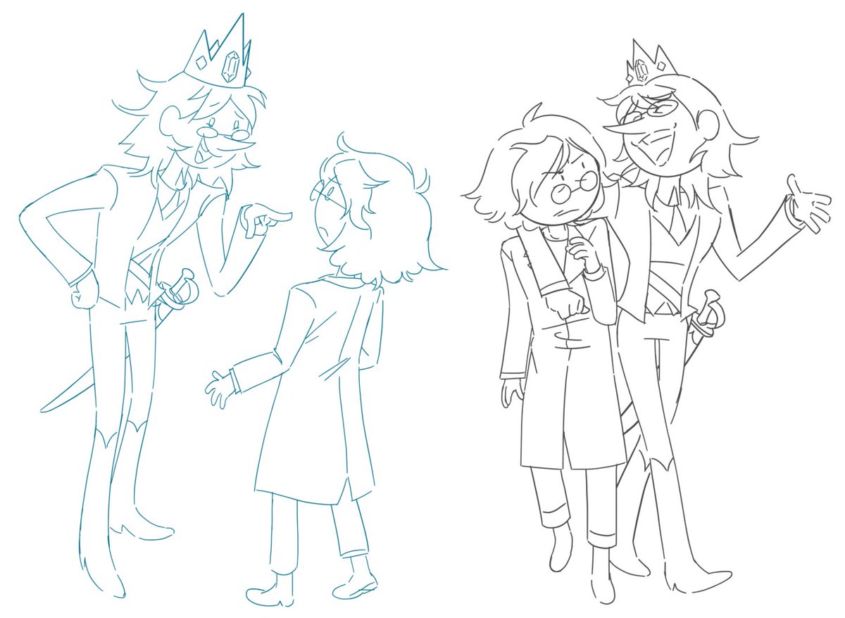 HEY! Guess what! New Fionna and Cake episodes are out today! On MAX! I got to help out on episode 6, The Winter King. I boarded the Winter King's song! You should watch it, it's a real banger :D Here's some drawings for the occasion! I love these two haha