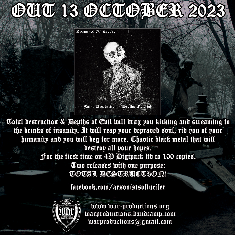 WarProd's tweet photo. #FutureRelease #PreOrderSoon
100 copies, 4P Digipack
#ArsonistsOfLucifer from Sweden plays a militant #BlackMetal that is very raw and chaotic sounding. With high-pitched #BlackMetal screams with some dark and heavy riffing, mixing slow, mid-paced, and fast parts
#WarProductions https://t.co/5vzLLX7oZk
