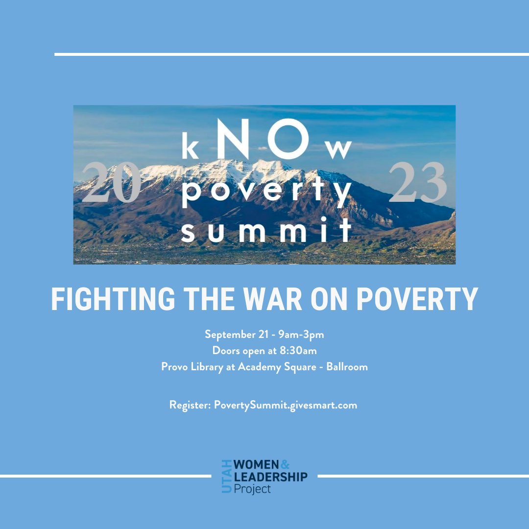 UTWomenLeaders's tweet photo. The UWLP is proud to be a sponsor of the 2023 kNOw Poverty Summit on September 21st in Provo. Learn more and purchase tickets at https://t.co/BlVMXIyH2w!
#povertysummit #communityaction #uwlp https://t.co/geuAY7SjU6