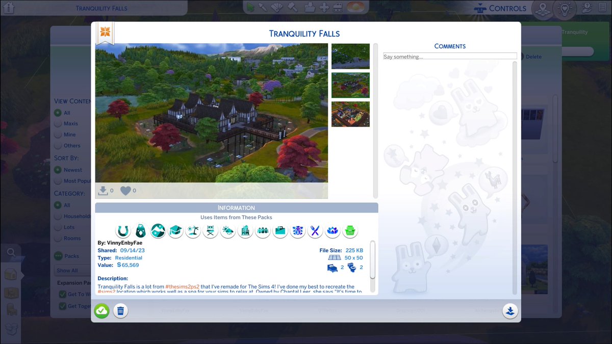 AlchemysticSims's tweet photo. Since it’s the 19th Anniversary of #TheSims2 I’ve decided to re upload my #TranquilityFalls build from #TheSims2PS2 to the gallery🥰I’ll be working on re uploading and eventually finishing my series of lots from the iconic console port of Sims 2! #thesims4
GalleryID: VinnyEnbyFae https://t.co/aQL2q1ATsP