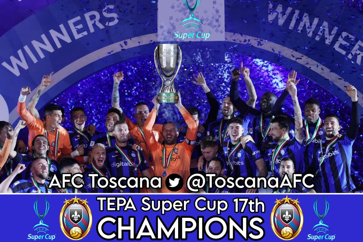 TE Premier Association #TEPA (@te_pa_) on Twitter photo #TEPASuperCup17th
<a href="/_NGFC/">NGFC Hololive</a> vs <a href="/ToscanaAFC/">Alex ๐ค๐โญโญ</a>
1st leg 4-2
2nd leg 6-1
<a href="/_NGFC/">NGFC Hololive</a> 5-8 <a href="/ToscanaAFC/">Alex ๐ค๐โญโญ</a>
Congratulations <a href="/ToscanaAFC/">Alex ๐ค๐โญโญ</a> the CHAMPIONS of #TEPAsupercup for the 2nd time in history ๐๐๐
#TEPA #TopEleven #TEPASuperCup17th
<a href="/_NGFC/">NGFC Hololive</a> vs <a href="/ToscanaAFC/">Alex ๐ค๐โญโญ</a>
1st leg 4-2
2nd leg 6-1
<a href="/_NGFC/">NGFC Hololive</a> 5-8 <a href="/ToscanaAFC/">Alex ๐ค๐โญโญ</a>
Congratulations <a href="/ToscanaAFC/">Alex ๐ค๐โญโญ</a> the CHAMPIONS of #TEPAsupercup for the 2nd time in history ๐๐๐
#TEPA #TopEleven