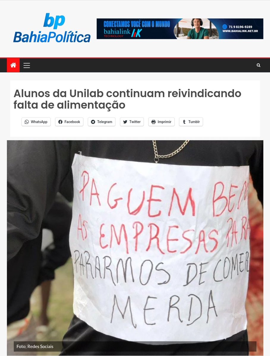 bahiapoliticabp's tweet image. bahiapolitica.com.br/alunos-da-unil…
#bahiapolitica #unilab #grupobahipolitica #estudantes