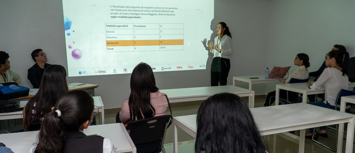 UNPHUInvestiga's tweet photo. @UNPHURD Carolina Bido, estudiante de la Escuela de Medicina @UNPHURD participando en el #CEICYT con "Resultados del Programa de Implante Coclear en Pacientes con Hipoacusia Neurosensorial". #UNPHUinvestiga #medicina #Neurociencia https://t.co/UGv63JtYDv