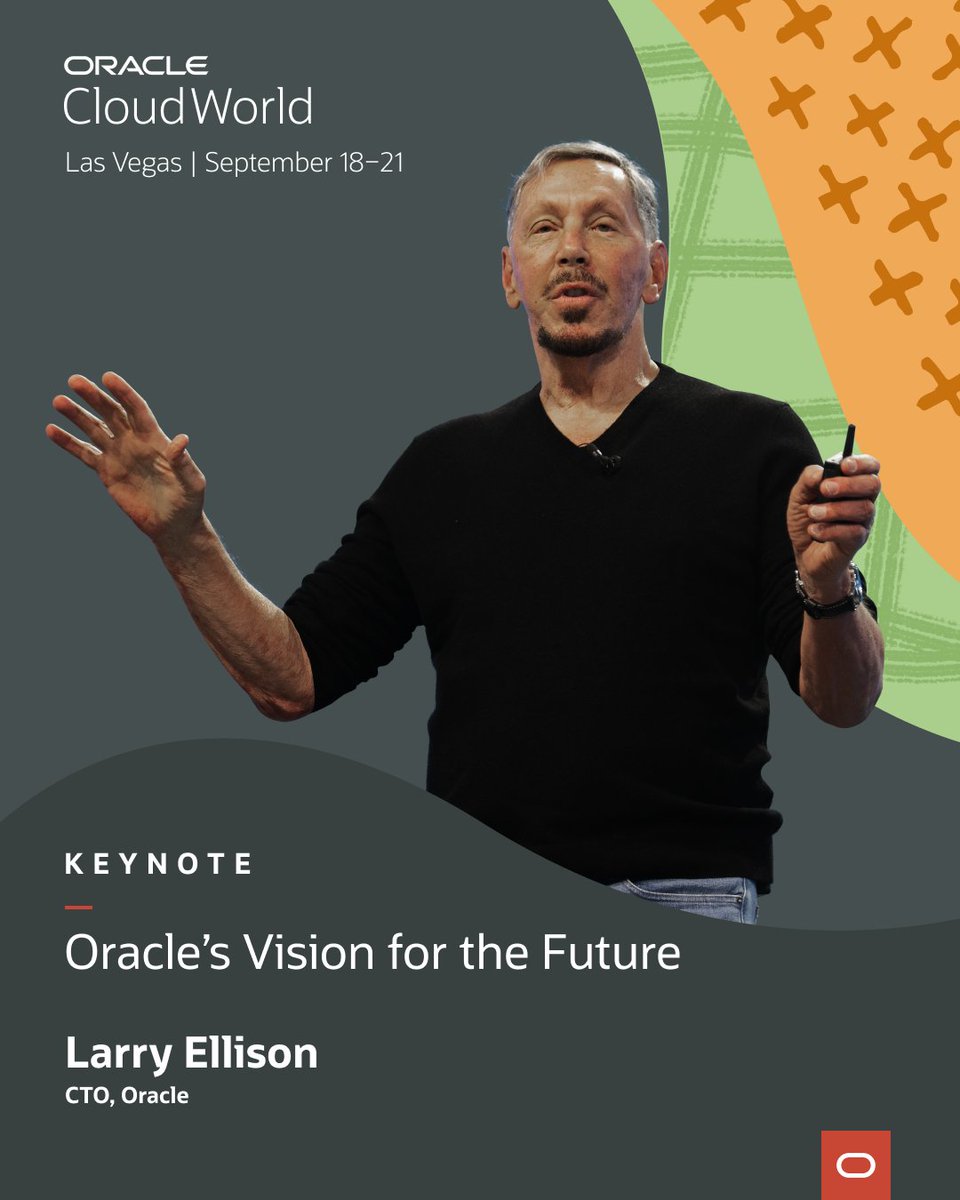 VannaJarrett's tweet photo. Don’t miss Larry Ellison’s keynote at #CloudWorld. Register now: https://t.co/gYXmgDgC2q https://t.co/Jhm0bLdeKx