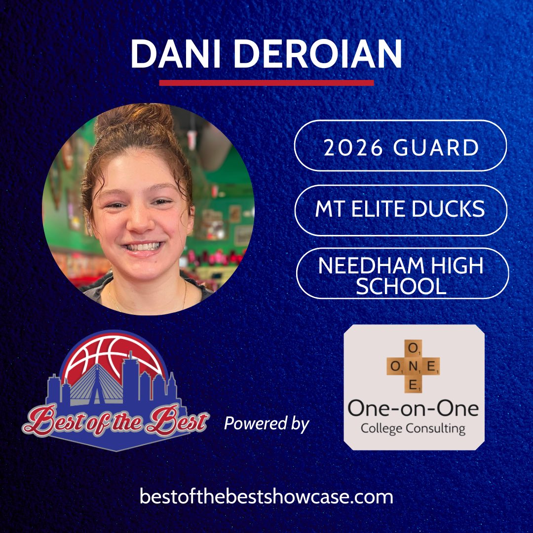 We welcome Dani Deroian - Class of 2025 - to join us at the Best of the Best Showcase at Babson College on Sunday, 9/17 from 9am-1pm!🏀