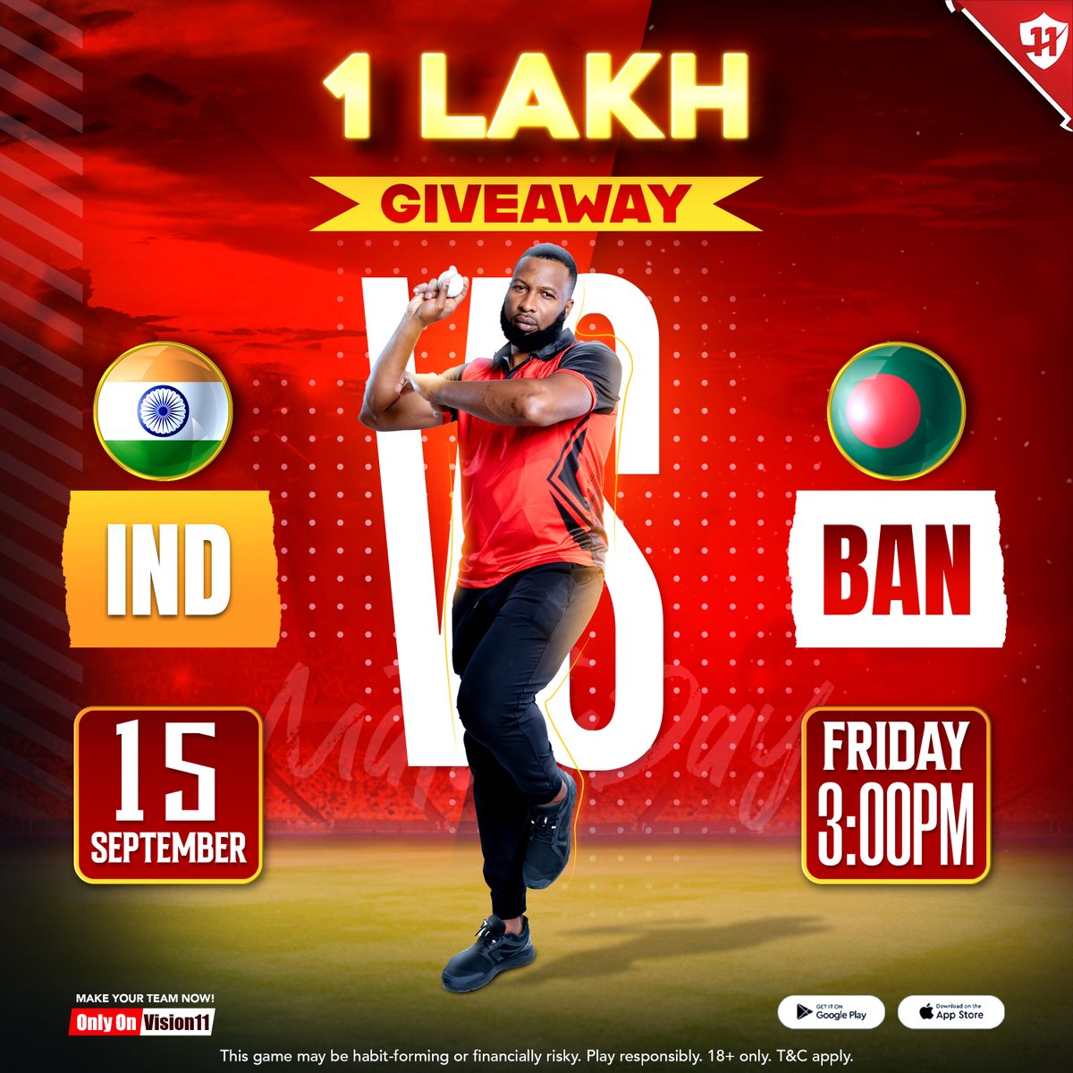 Vision11ofc's tweet photo. A thrilling clash is coming on the field!π₯
Bangladesh vs India ποΈββοΈ
#Vision11 par team banao aur jeeto, 1 Lakh tak ka bumper giveaway! π΅π€
Download @vision11ofc app nowπ
.
.
#Vision11official #INDvBAN #AsiaCup23 #SriLanka #Giveaway #Contest #IskiJhalakSabseAlag #SapnoKaVision https://t.co/vmgLzbRQQ1