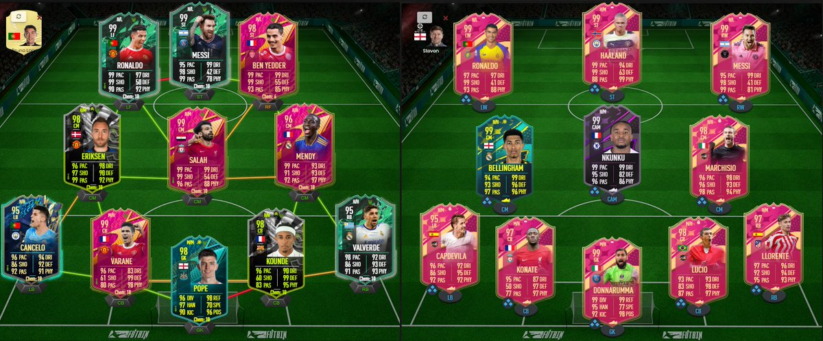 Final FUT22 squad vs Final FUT23 squad. Never thought I'd end up with a better squad this year 😂🐐 #FUT23 #FIFA23 #UltimateTeam