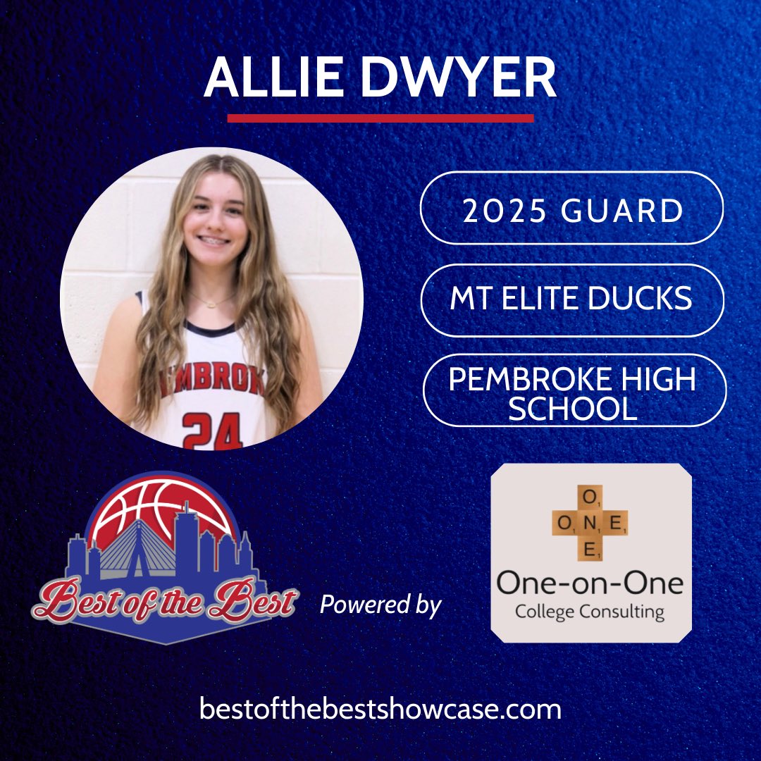 We welcome Allie Dwyer - Class of 2025 - to join us at the Best of the Best Showcase at Babson College on Sunday, 9/17 from 9am-1pm!🏀