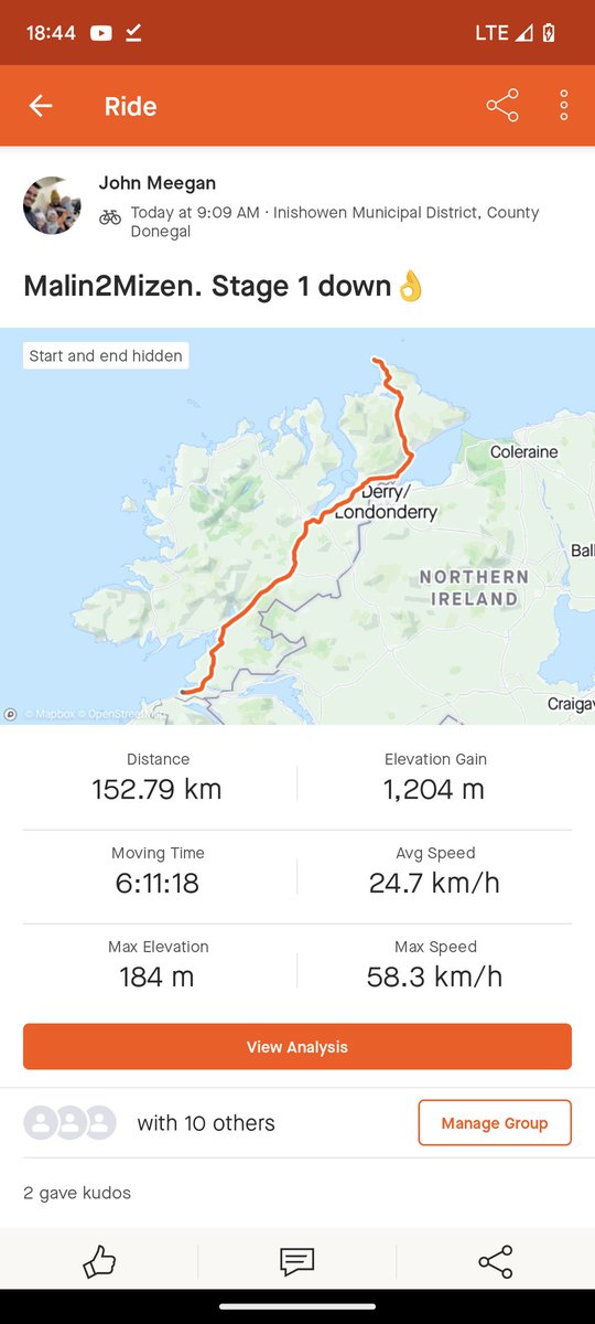 JohnMeegan1's tweet photo. Malin2Mizen stage 1 done π We had a brilliant day and we're praying the Galway rain gods go easy on us tomorrow ππ #Malin2Mizen https://t.co/EWyiKO14T5