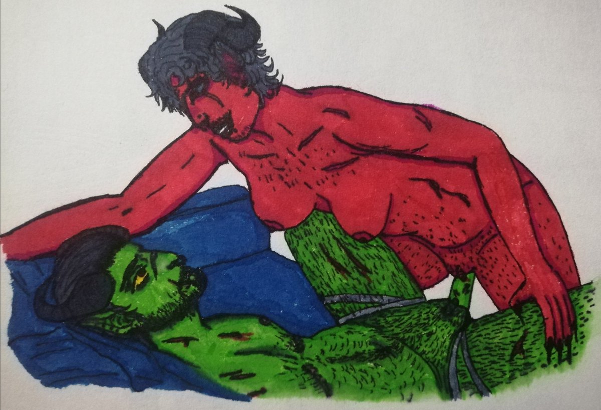 TCIScream's tweet photo. Couple goals‼️‼️‼️

(For the green demon he/him, for the red demon she/he)
#nsfwart #demonnsfw #nsfwtrans #nsfwtransmasc https://t.co/AZcJ5qX8nd