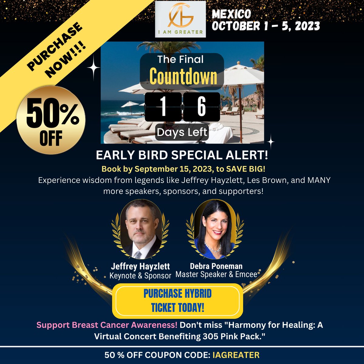 Only 16 days left! Don't let this incredible offer slip through your fingers - secure your spot now at a remarkable 50% OFF. But act fast, this special discount is only available until September 15, 2023.
👉 Visit: iagreater.com