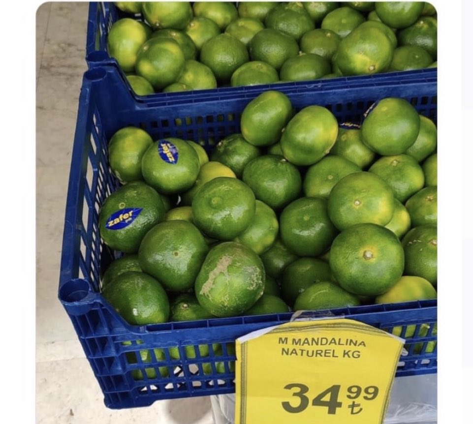 Adana ve Hatay’da erkenci mandalina hasatı başladı, dalında 4.5-5 TL’ye zor satılıyor, üreticiden en az % 3 de fire kesiliyor.
Ama aynı mandalina markette “turfanda, naturel, yeşil, doğal…” reklamıyla kilosu 34.99 TL’ye satılıyor..
Kim bu gıda enflasyonunun suçlusu ? Çiftçi mi ?
