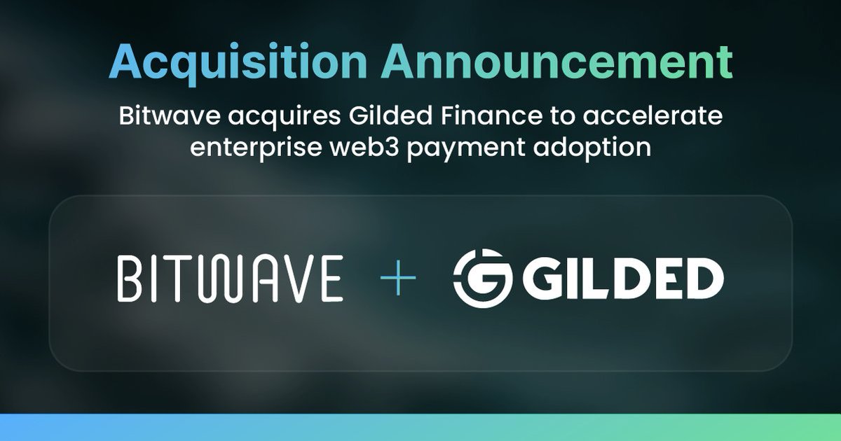 Bitwave 🌊 (@bitwaveplatform) on Twitter photo BREAKING: Bitwave Acquires <a href="/GildedFinance/">Gilded by Bitwave</a> to Solidify Leadership in Web3 Payments Economy! 🌊🌊🌊
Today, we're thrilled to announce Bitwave's strategic acquisition of Gilded, a top-tier crypto payments and reporting platform
bitwave.io/blog/bitwave-a… BREAKING: Bitwave Acquires <a href="/GildedFinance/">Gilded by Bitwave</a> to Solidify Leadership in Web3 Payments Economy! 🌊🌊🌊
Today, we're thrilled to announce Bitwave's strategic acquisition of Gilded, a top-tier crypto payments and reporting platform
bitwave.io/blog/bitwave-a…