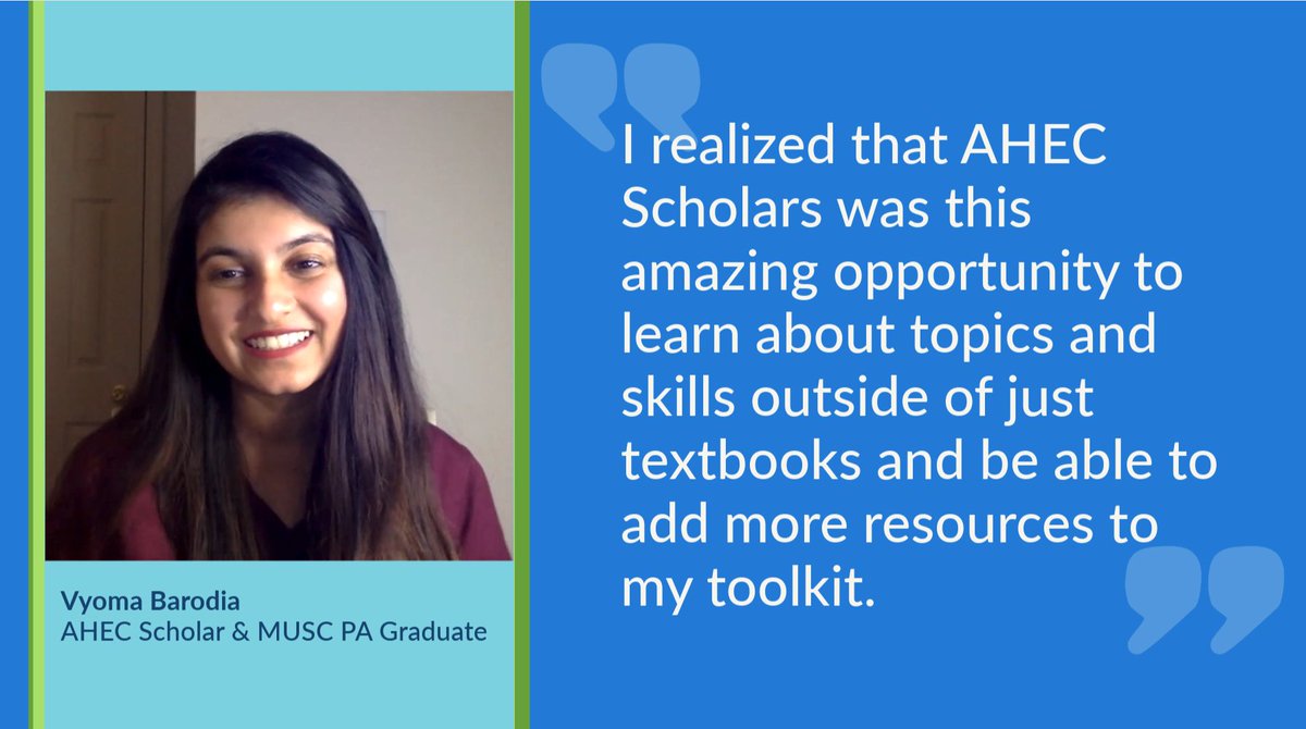 AHEC Scholars receive clinical and educational opportunities that go above and beyond their academic programs to provide specialized training for working with rural and/or underserved populations. Learn more at scahec.net/ahecscholars