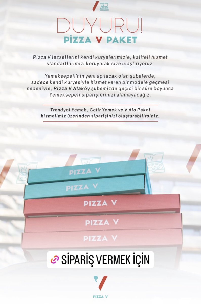 Celal Furkan Soysal (@celalfurkan) on Twitter photo 10. Pizza V şubemizi Ataköy’de açtık. <a href="/yemeksepeti/">Yemeksepeti</a> ile çalışamıyoruz. Sebep: Bizimle çalışmak istiyorsanız, paket servis hizmetini de bizden almak zorundasınız. Yönetim kararıymış.
Bu zorbalığa asla boyun eğmeyeceğiz.
Bu yasal mı? Bunu da ayrıca soruşturuyoruz. 10. Pizza V şubemizi Ataköy’de açtık. <a href="/yemeksepeti/">Yemeksepeti</a> ile çalışamıyoruz. Sebep: Bizimle çalışmak istiyorsanız, paket servis hizmetini de bizden almak zorundasınız. Yönetim kararıymış.
Bu zorbalığa asla boyun eğmeyeceğiz.
Bu yasal mı? Bunu da ayrıca soruşturuyoruz.
