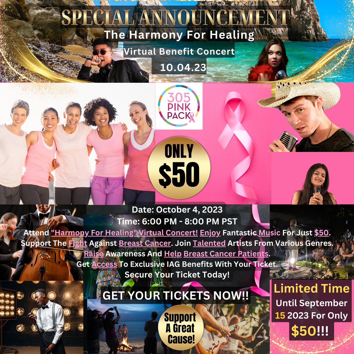We invite you to a special evening of music and support at the "Harmony for Healing" Virtual Concert  for just $50. But hurry this offer is only until September 15, 2023! Regular price tickets are $799.
👉 To Gain Access Visit: loom.ly/tqKRsdY