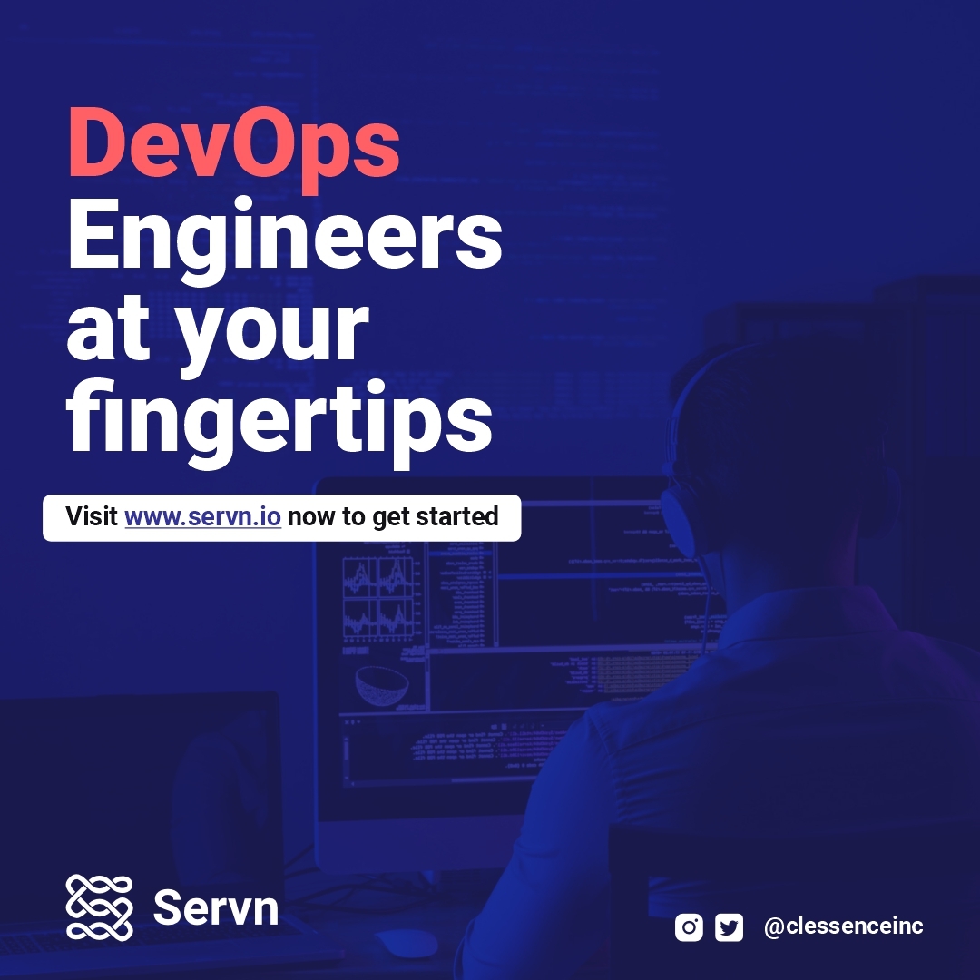 clessenceinc's tweet photo. Need DevOps engineers? Servn is bridging the gap and enabling access to top DevOps engineers for businesses in the US.

Visit https://t.co/kdKBDQPdOF now to get started.

#Servn #DevOps #DevOpsEngineer https://t.co/ggKIN1cQnH