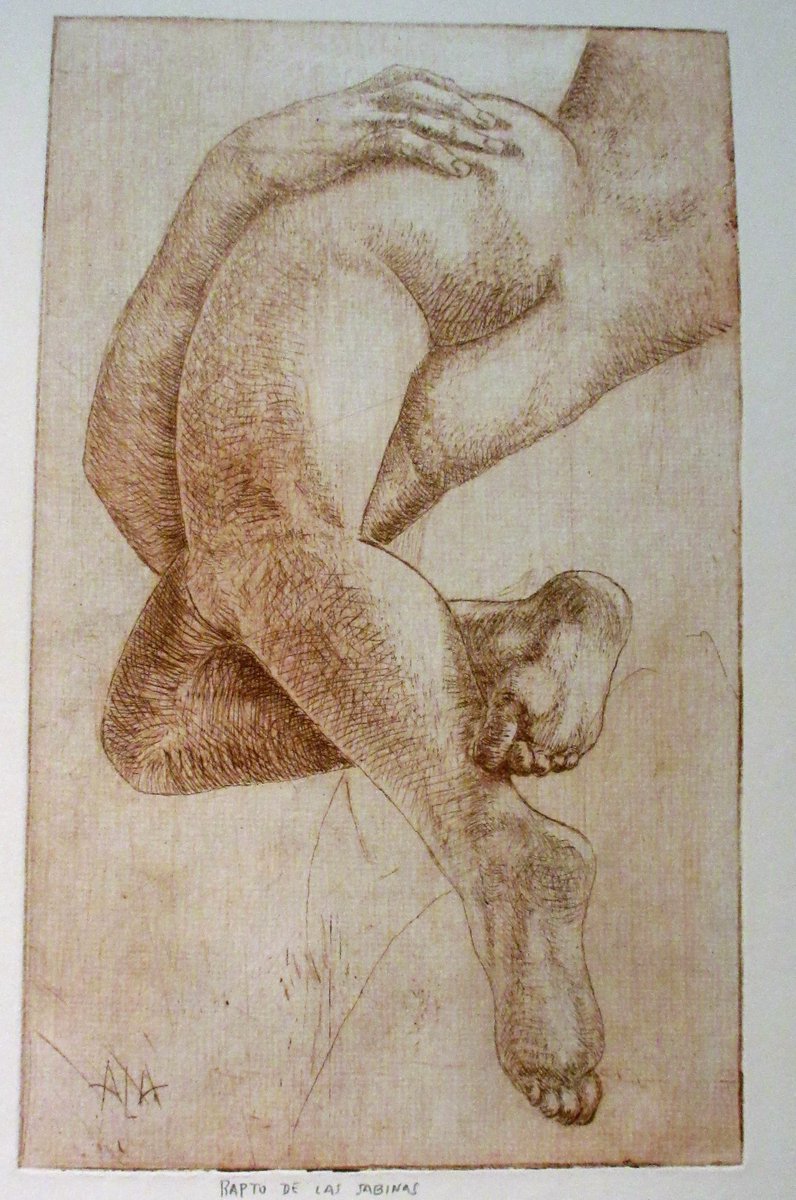 Pues me he entretenido haciendo este grabado inspirado en la escultura del Rapto de las Sabinas.