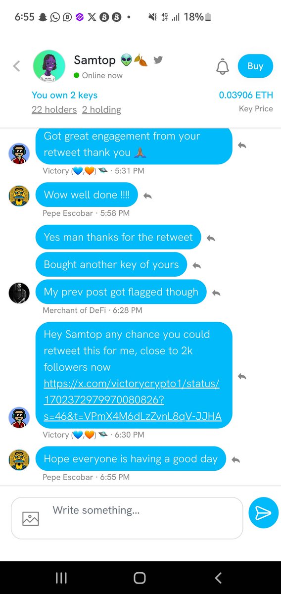 I love this 🥰 if you are holding my friendtech key and you are farming $tip from <a href="/tipcoineth/">tipcoin</a> you should be eating good by now 

Anyway I will take random people that retweet this post and help them retweet their $tip post 

$tip me fast