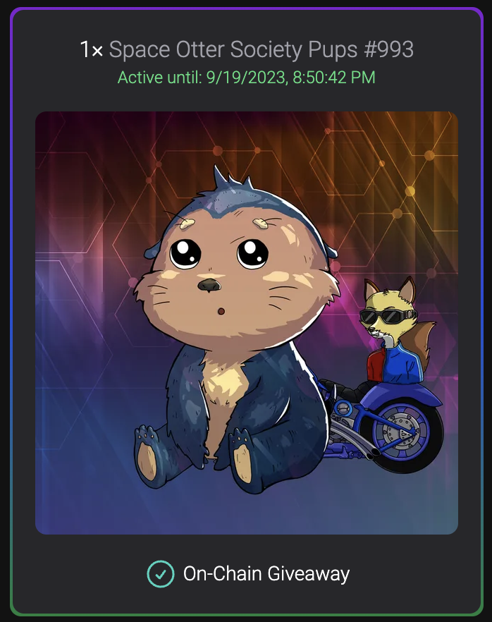We're giving away this cute Otter Pup with the rare 4042 Fox trait 😍 Enter for FREE! (exclusively for Bad Key holders, and holders of @SpaceOtters) 👉 labs.badfoxmc.com/giveaways?id=N…