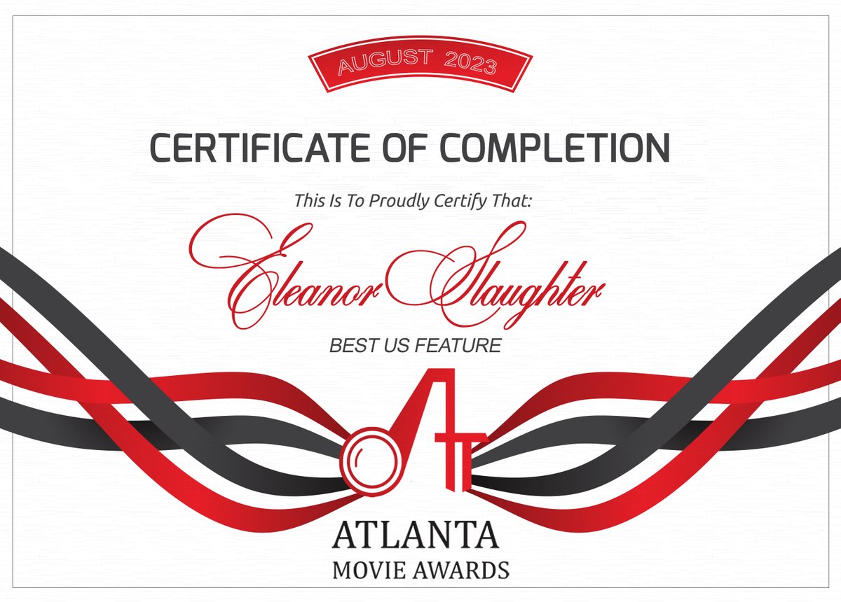 EleanorKills's tweet photo. Thank you to #atlantamovieawards for the win!  Congrats to all that were nominated!  We're flattered and honored to win Best US Feature! #eleanorkills https://t.co/2h5itteOHY