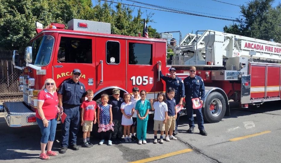 ArcadiaFireDept's tweet photo. Thank you @arcadiachristianschool for celebrating our firefighters, police officers, and other first responders at your “Hero Day - Real Heroes Don’t Always Wear Capes” event. Our firefighters love meeting with our community especially our youth. https://t.co/mj0nFsrxJv