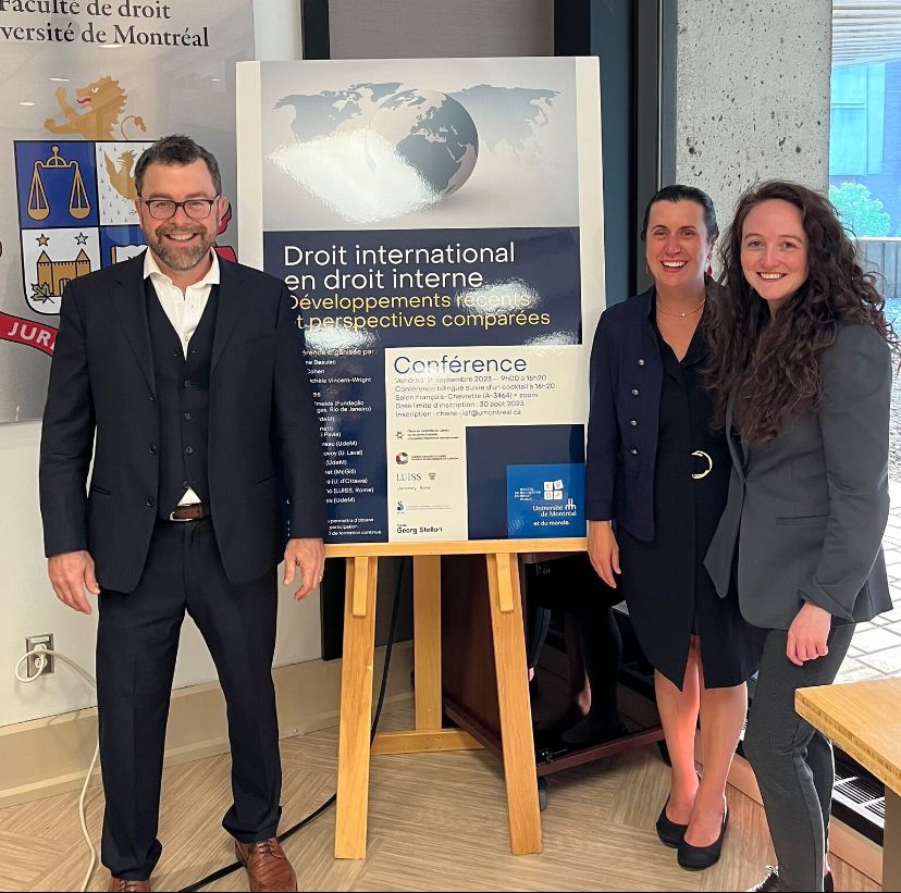 ChaireJidf's tweet photo. 🎙️On September 1st, Prof. Miriam Cohen, Prof. Stéphane Beaulac and Sarah-Michèle Vincent-Wright, scientific coordinator of the @ChaireJidf, welcomed experts from Brazil 🇧🇷, Italy 🇮🇹 and Canada 🇨🇦 for their conference on the role of international law in domestic law. https://t.co/EYouF5Hwvj