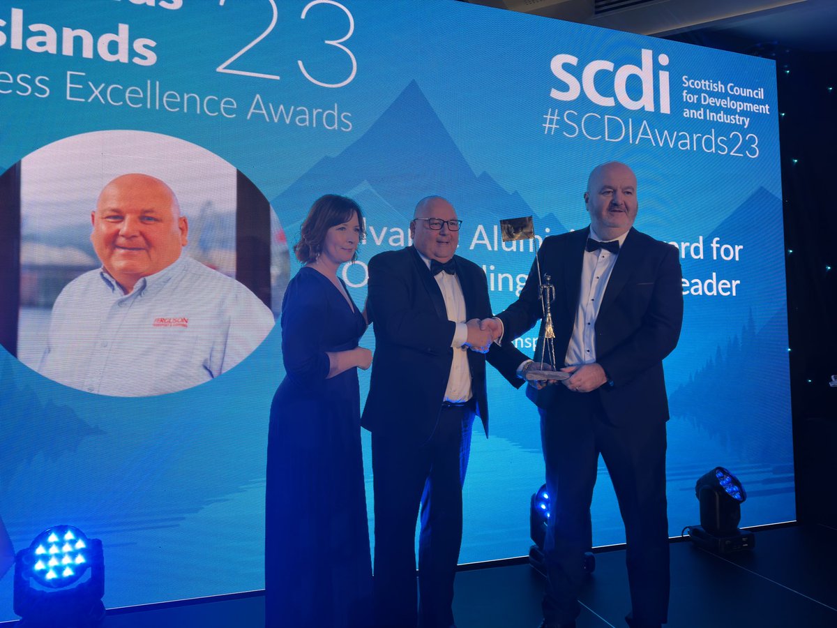 Our first award this evening, the Alvance Aluminium Award for Outstanding Business Leader goes to Alasdair Ferguson for their commitment, determination and passion for @Ferguson_TPT and the wider community. Congratulations Alasdair! #SCDIAwards23